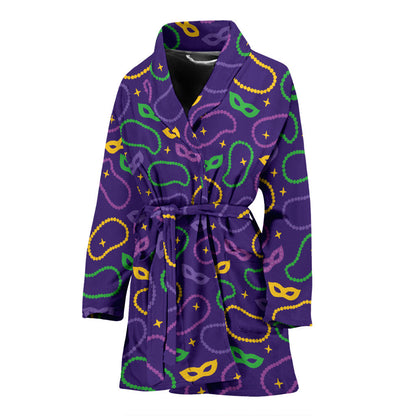 Mardi Gras Pattern Print Design 04 Women Bathrobe