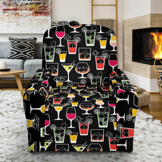 Cocktail Pattern Print Design 01 Recliner Slipcover with Pocket