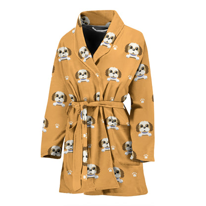 Shih Tzu Print Design LKS303 Women Bathrobe