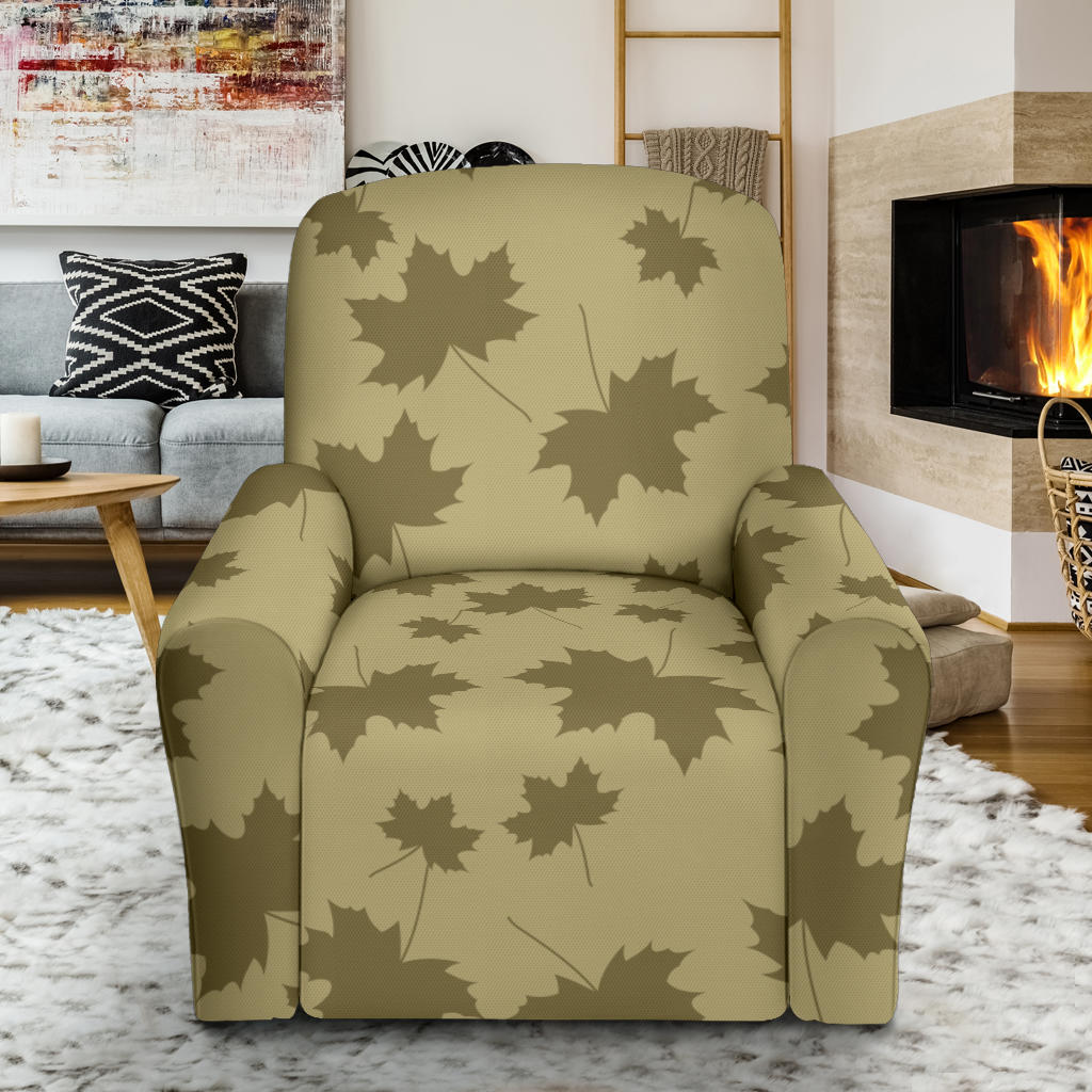 Maple Leaf Pattern Print Design 01 Recliner Slipcover with Pocket