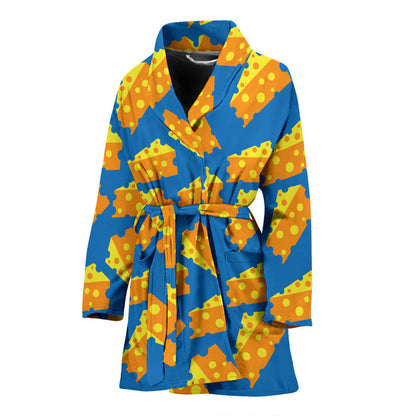Cheese Pattern Print Design 05 Women Bathrobe