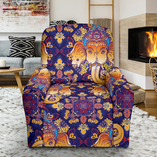 Ganesha Pattern Print Design 01 Recliner Slipcover with Pocket