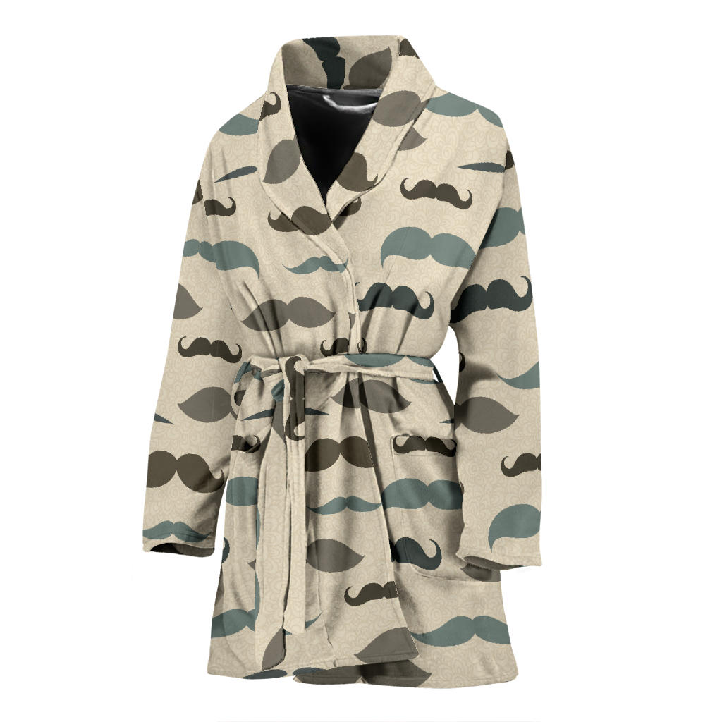 Mustache Pattern Print Design A01 Women Bathrobe