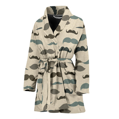 Mustache Pattern Print Design A01 Women Bathrobe