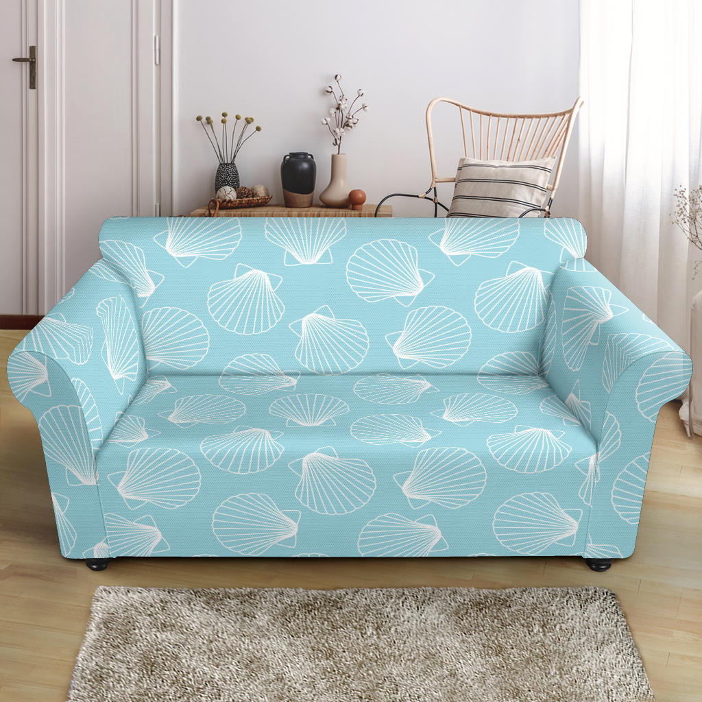 Seashell Print Design LKS3010 Loveseat Couch Slipcover