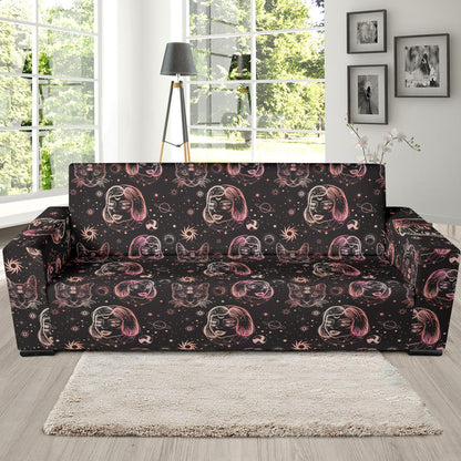 Third Eye Girl Cat Print Design LKS305 Sofa Slipcover