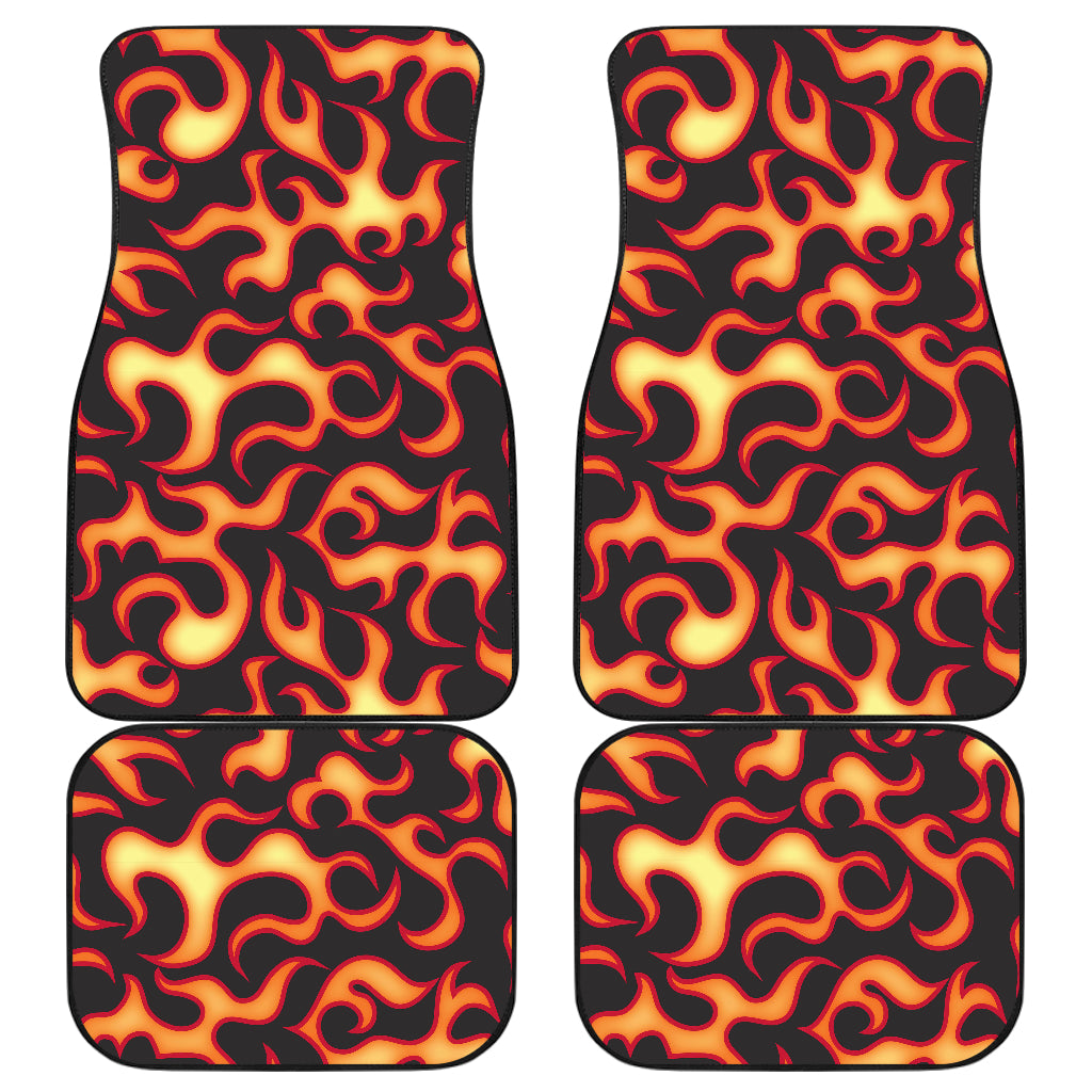Flame Fire Themed Print Car Floor Mats Front Back