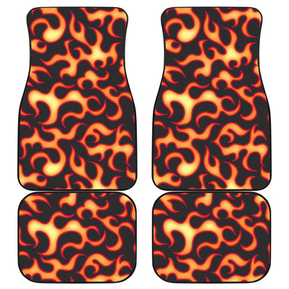 Flame Fire Themed Print Car Floor Mats Front Back