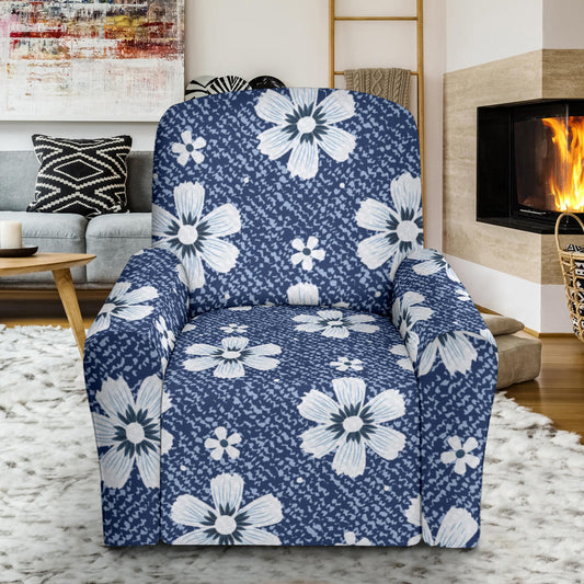 Jean Flower Pattern Print Design 03 Recliner Slipcover with Pocket