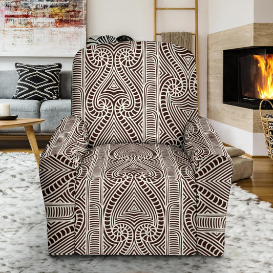 Maori Pattern Print Design 04 Recliner Slipcover with Pocket