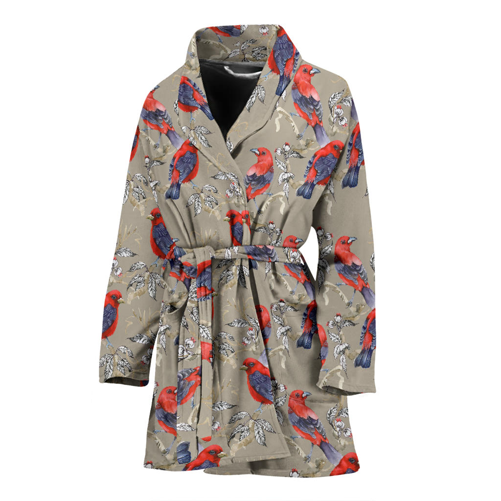 Birds Pattern Print Design 05 Women Bathrobe
