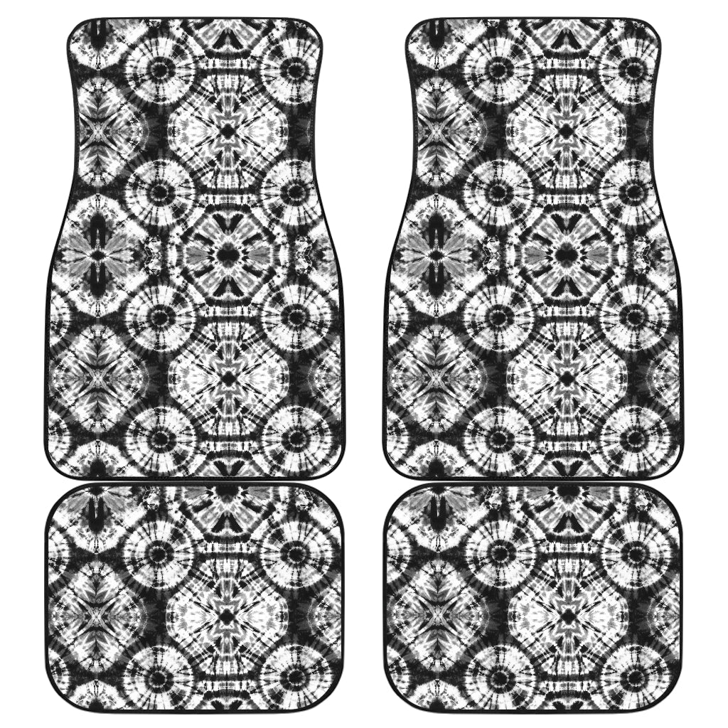 Tie Dye Black White Design Print Car Floor Mats Front Back