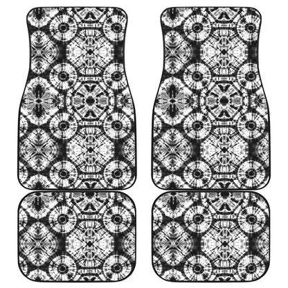 Tie Dye Black White Design Print Car Floor Mats Front Back