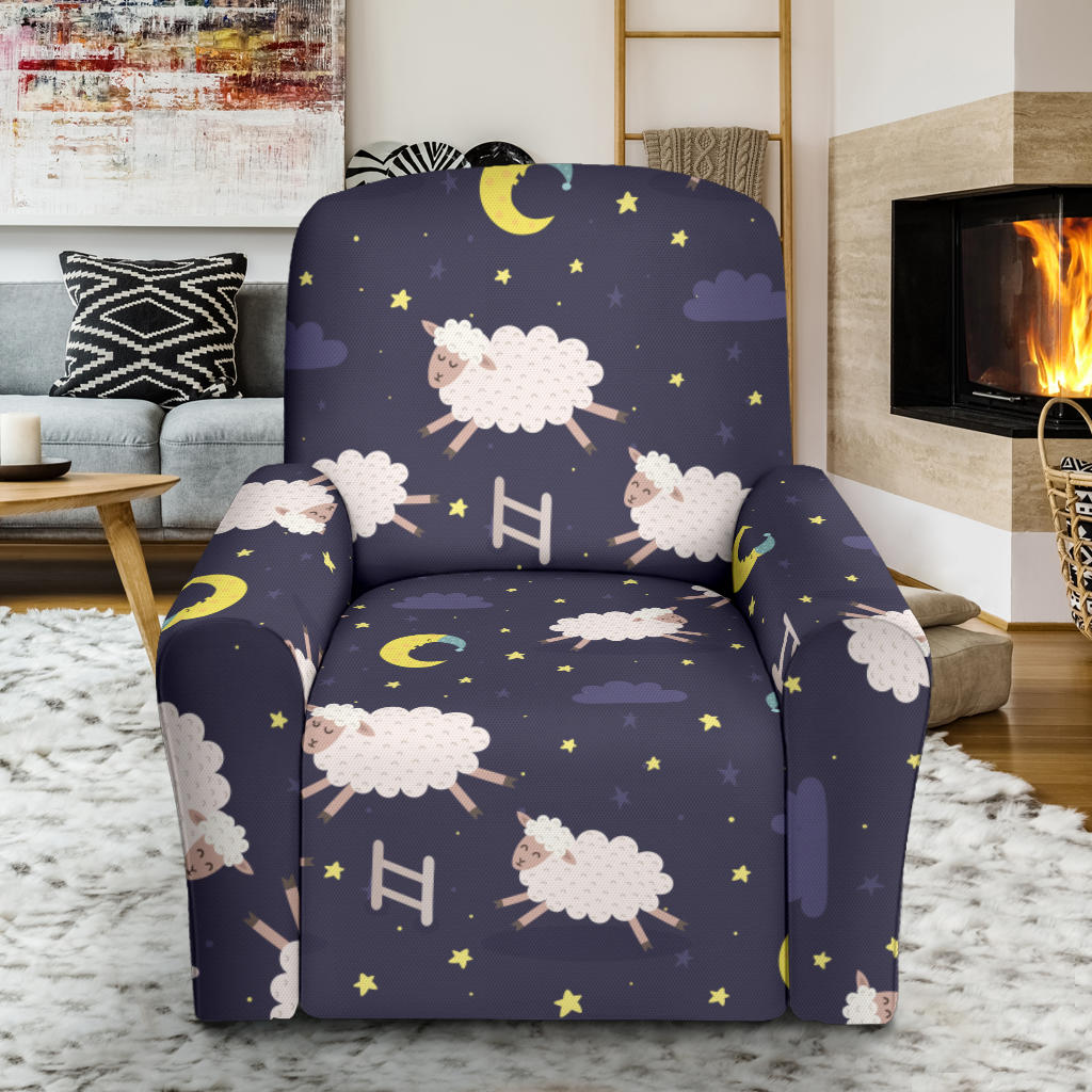 Sheep Night Pattern Print Design 02 Recliner Slipcover with Pocket