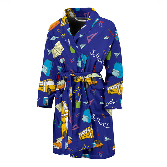 School Bus Print Design LKS307 Men Bathrobe