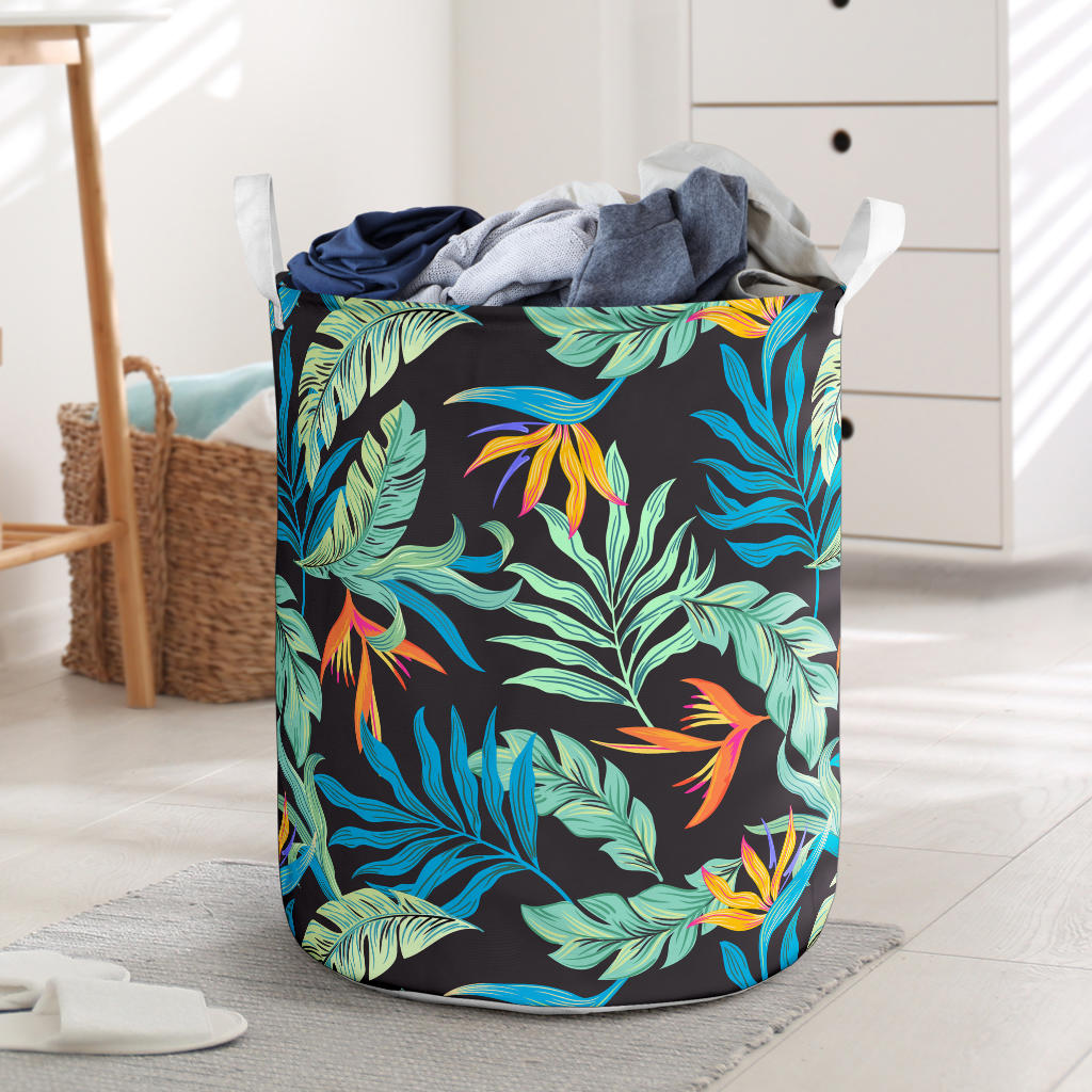 Tropical Palm Leaves Hawaiian Flower Laundry Basket