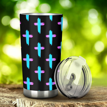 Christian Cross neon Pattern Tumbler