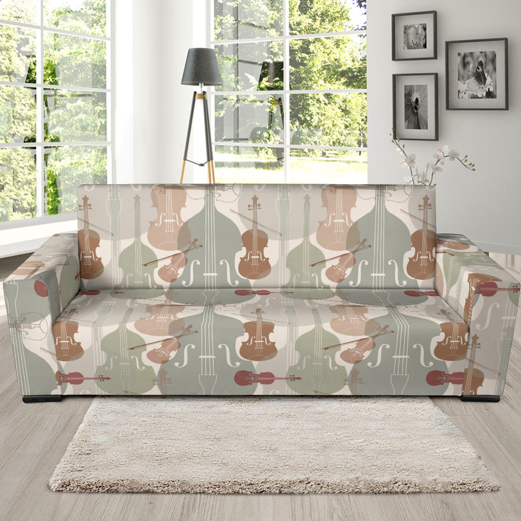 Violin Pattern Print Design 01 Sofa Slipcover