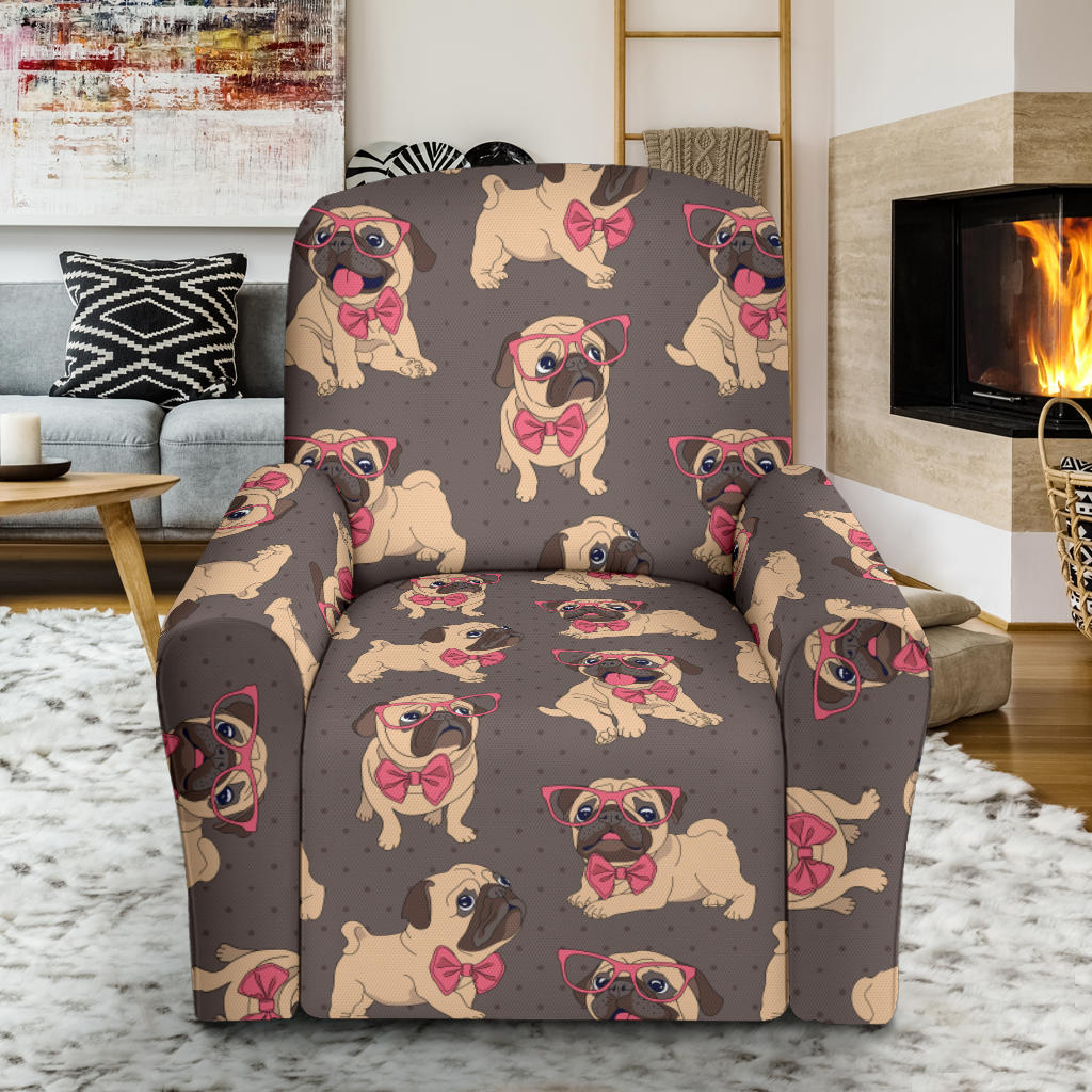 Pug Pattern Print Design A05 Recliner Slipcover with Pocket