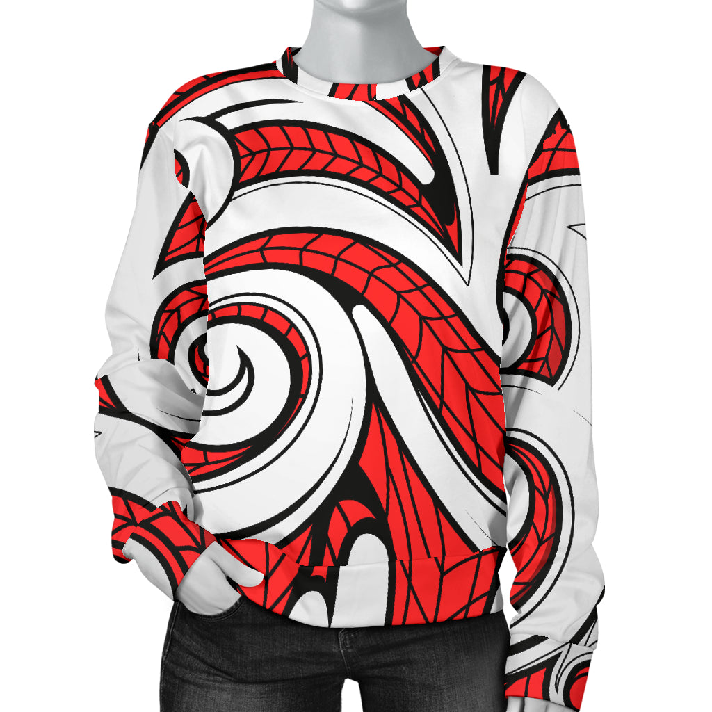 Maori Polynesian Themed Design Print Women Long Sleeve Sweatshirt