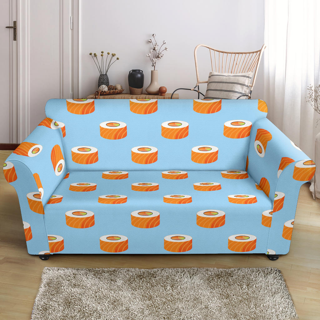 Salmon Sushi Print Design LKS307 Loveseat Couch Slipcover