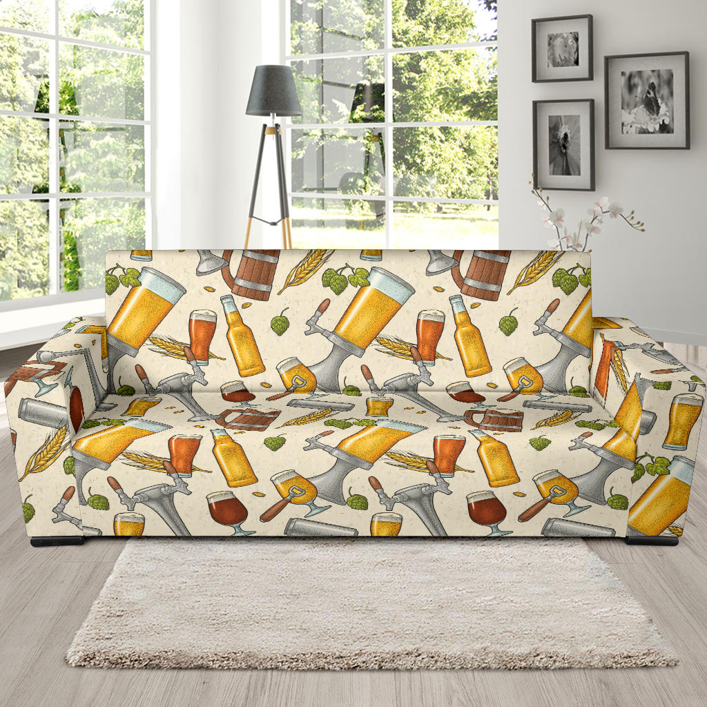 Beer Pattern Print Design 05 Sofa Slipcover