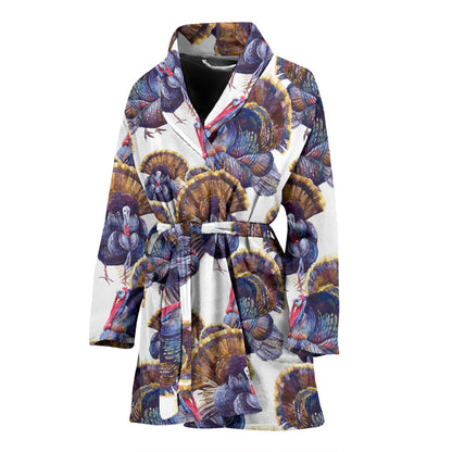 Turkey Pattern Print Design 01 Women Bathrobe