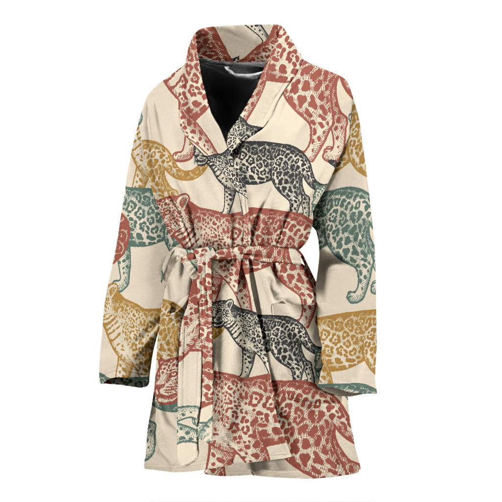 Jaguar Pattern Print Design 01 Women Bathrobe