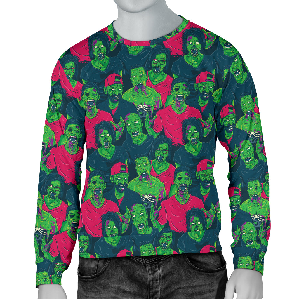Zombie Themed Design Pattern Print Men Long Sleeve Sweatshirt