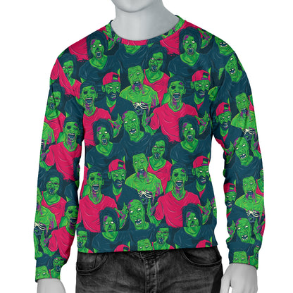 Zombie Themed Design Pattern Print Men Long Sleeve Sweatshirt