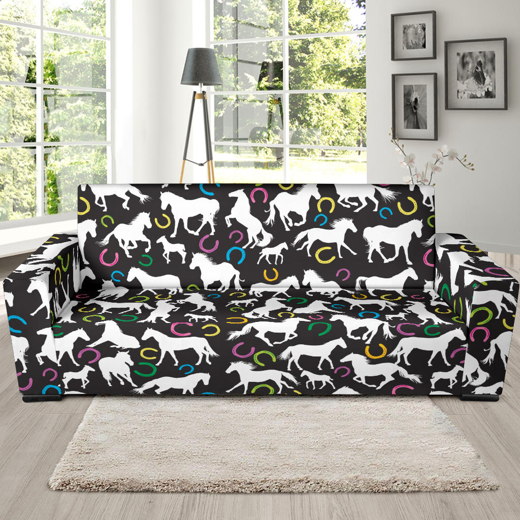 Horse Hoof Colorful Print Design LKS301 Sofa Slipcover