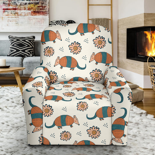 Armadillo Pattern Print Design 02 Recliner Slipcover with Pocket