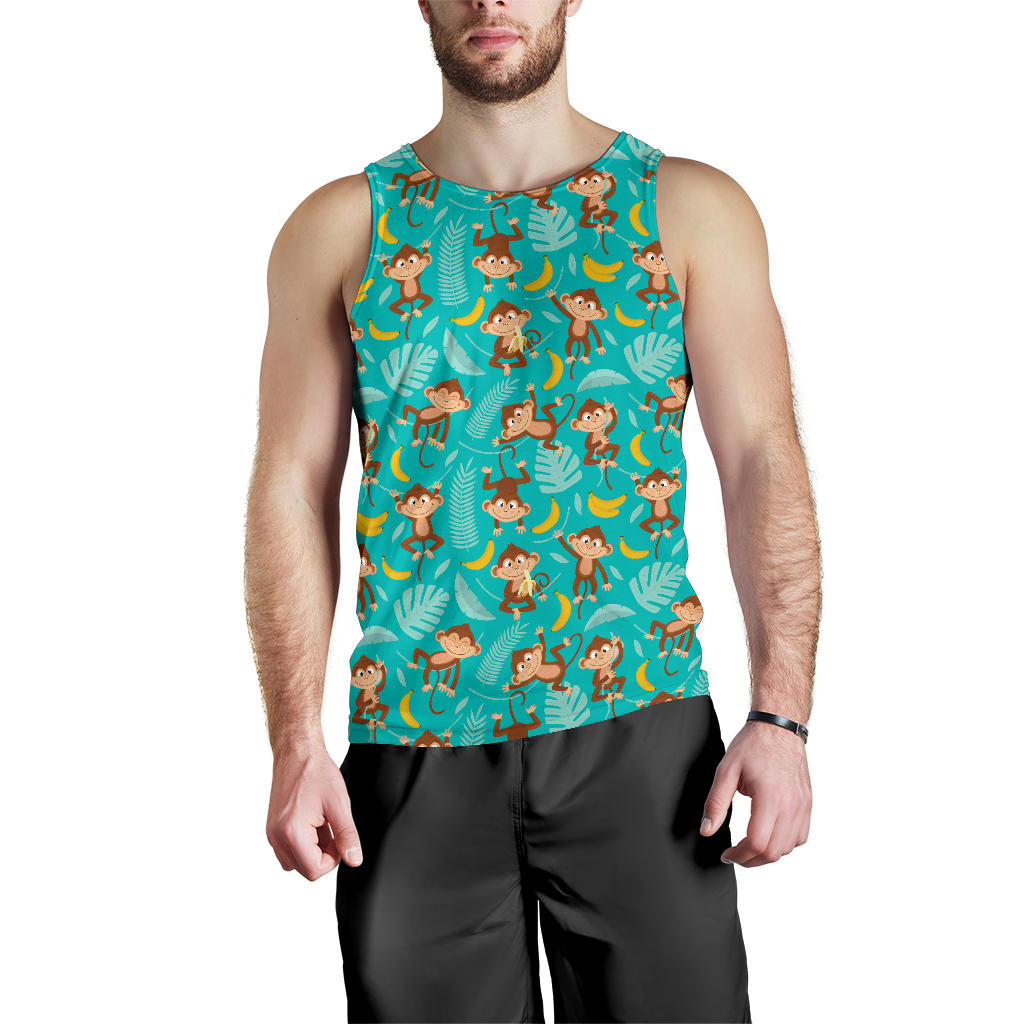 Monkey Happy Design Themed Print Men Tank Top