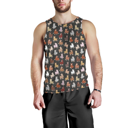 Alpaca Cute Design Themed Print Men Tank Top
