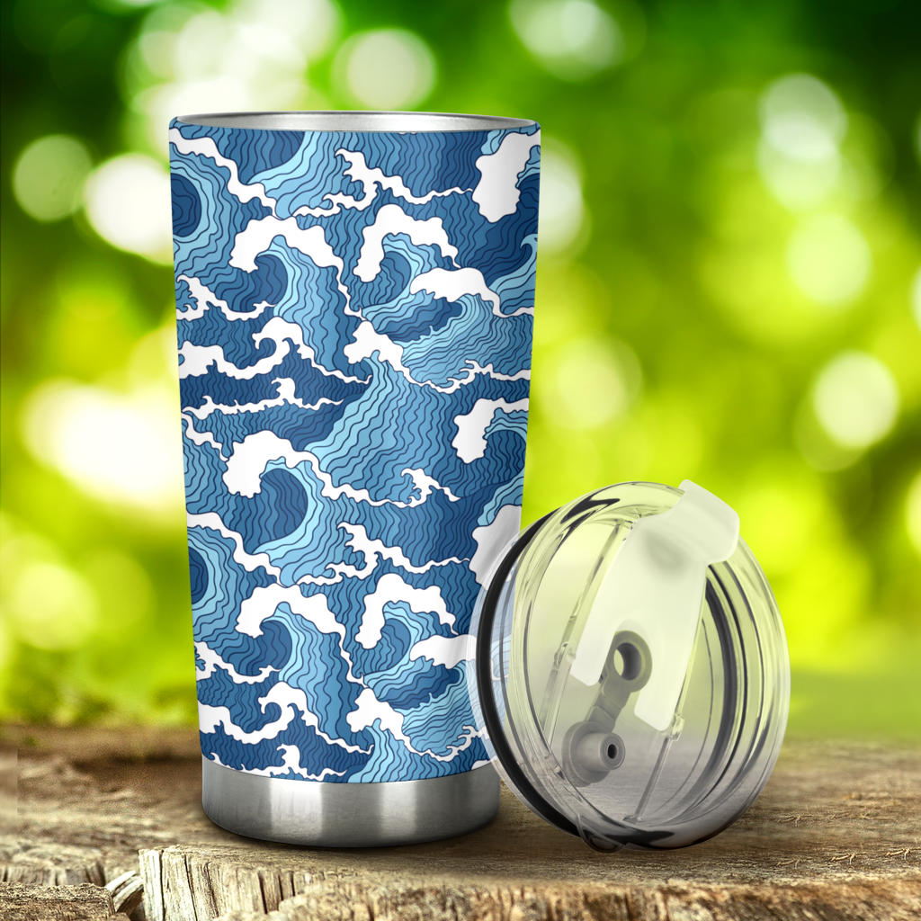Wave Themed Pattern Print Tumbler