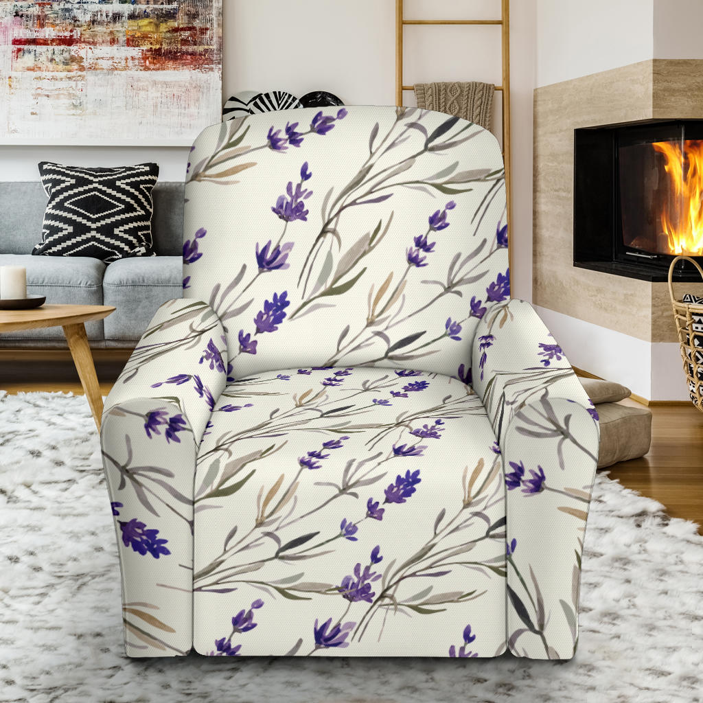 Lavender Pattern Print Design 01 Recliner Slipcover with Pocket
