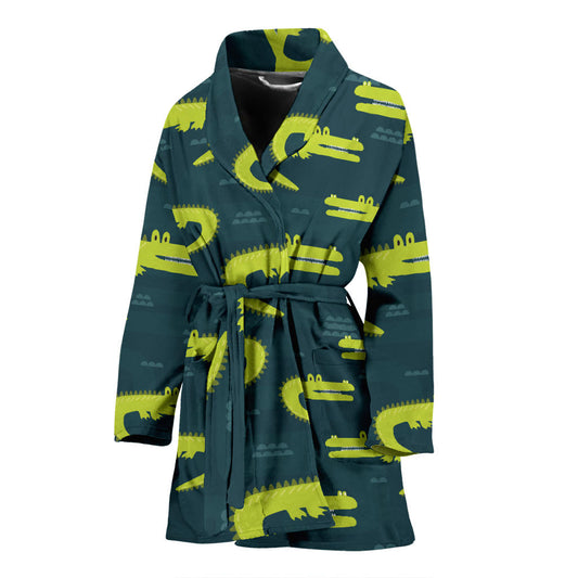 Alligator Pattern Print Design 03 Women Bathrobe