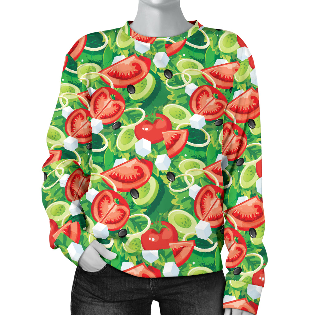 Vegan Salad Themed Design Print Women Long Sleeve Sweatshirt