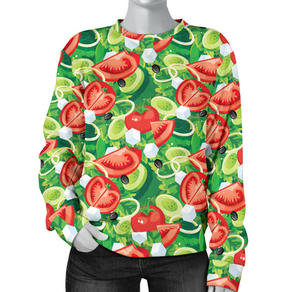 Vegan Salad Themed Design Print Women Long Sleeve Sweatshirt