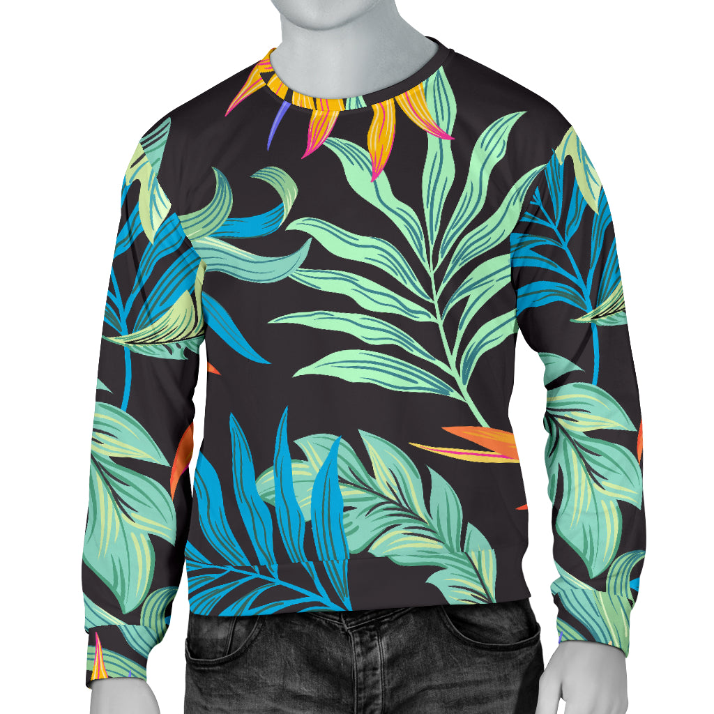 Tropical Palm Leaves Hawaiian Flower Men Long Sleeve Sweatshirt