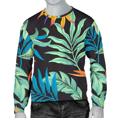 Tropical Palm Leaves Hawaiian Flower Men Long Sleeve Sweatshirt