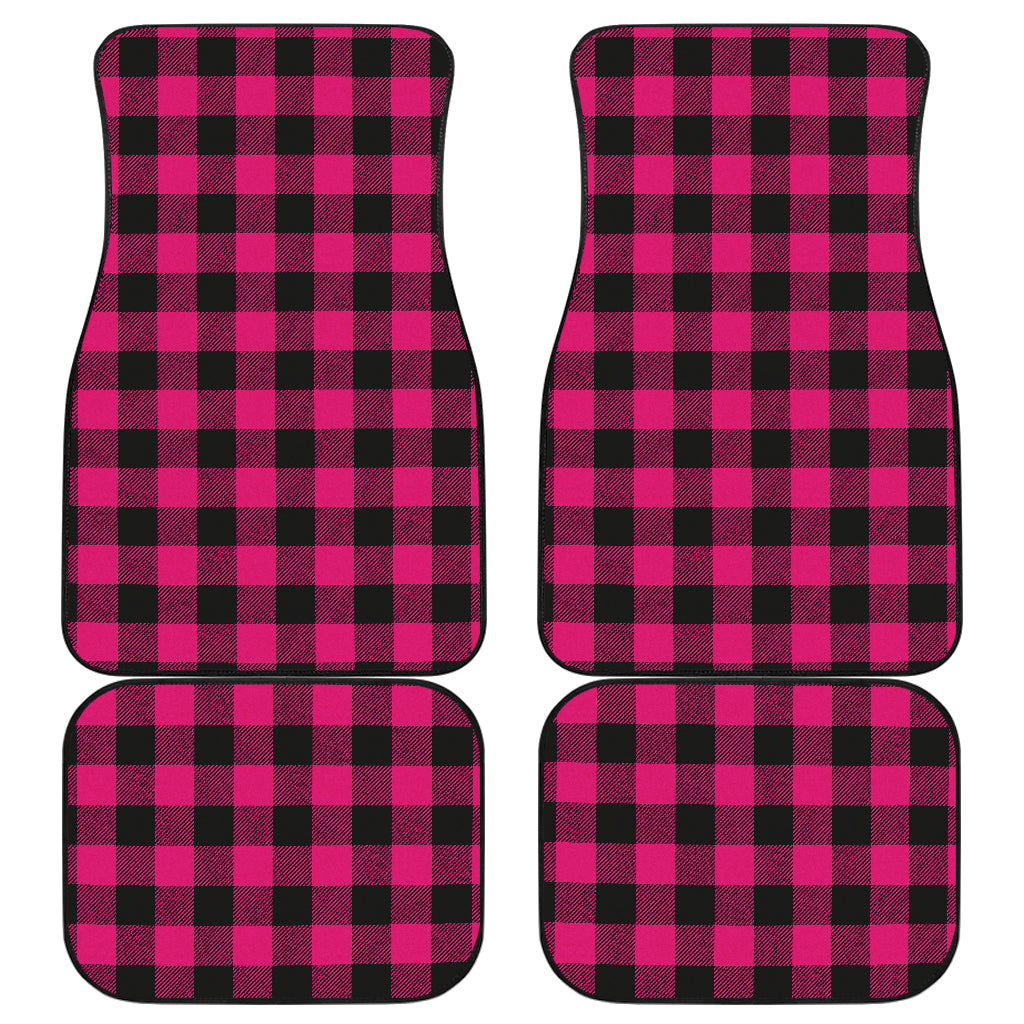 Pink Tartan Plaid Pattern Car Floor Mats Front Back
