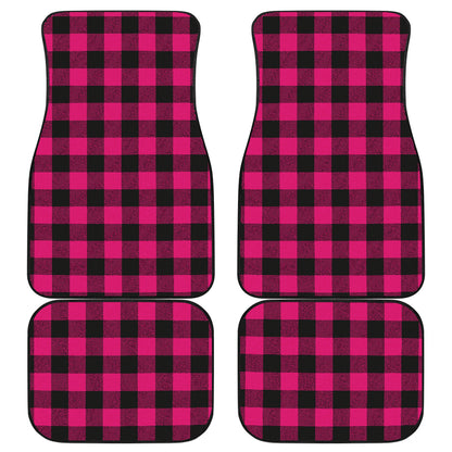 Pink Tartan Plaid Pattern Car Floor Mats Front Back