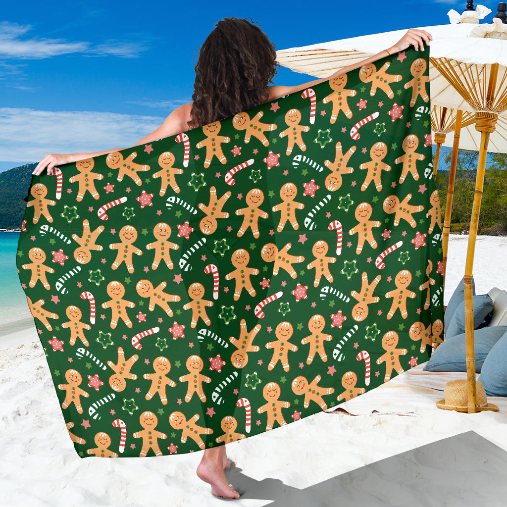 Gingerbread Pattern Print Design 04 Sarong Pareo Wrap