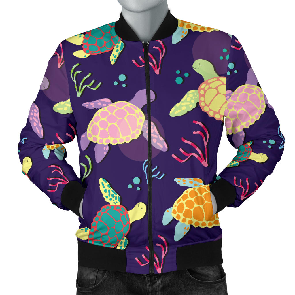 Sea Turtle Color Smile Men Bomber Jacket