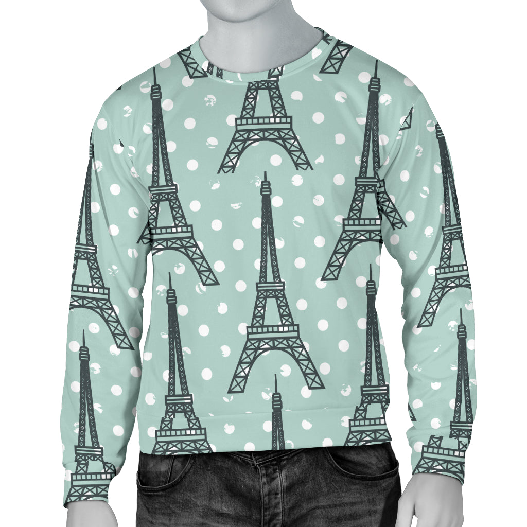 Eiffel Tower Polka Dot Print Men Long Sleeve Sweatshirt