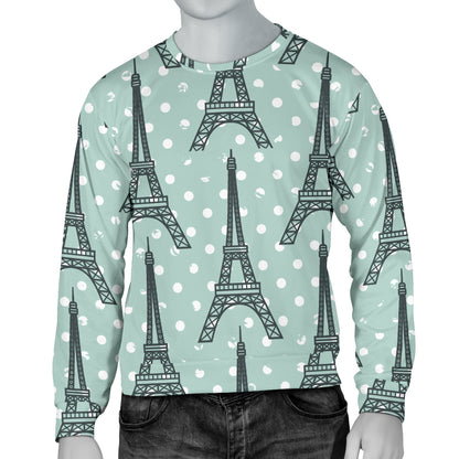 Eiffel Tower Polka Dot Print Men Long Sleeve Sweatshirt