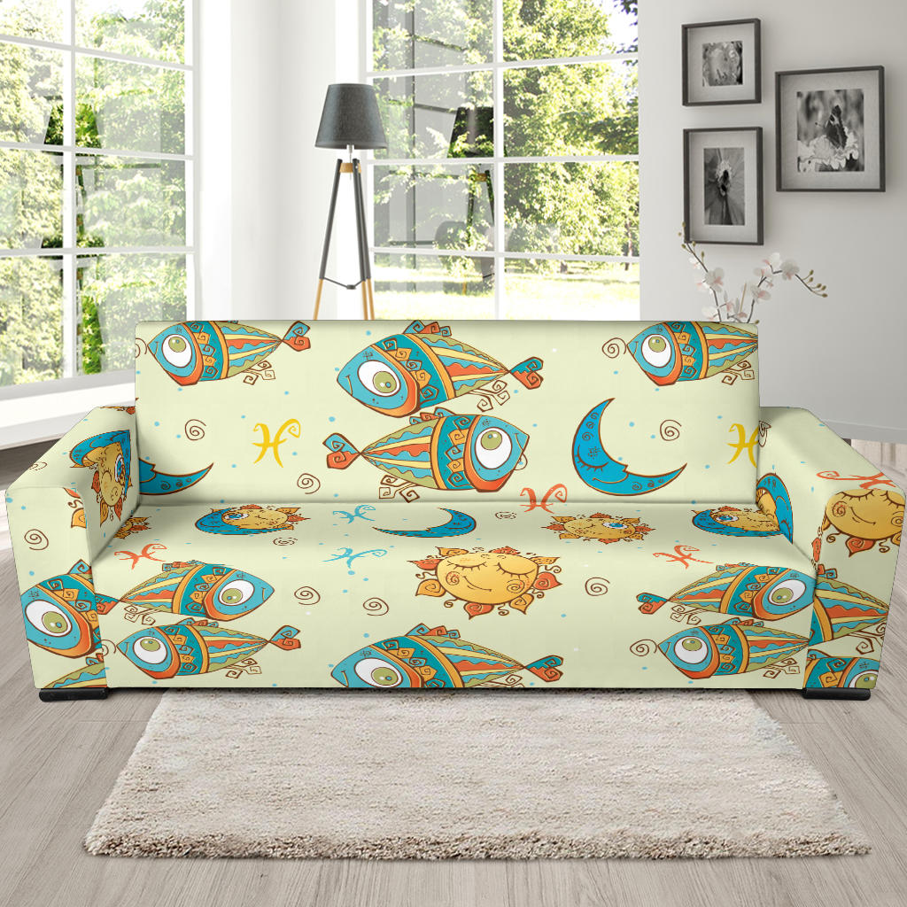 Pisces Pattern Print Design A03 Sofa Slipcover