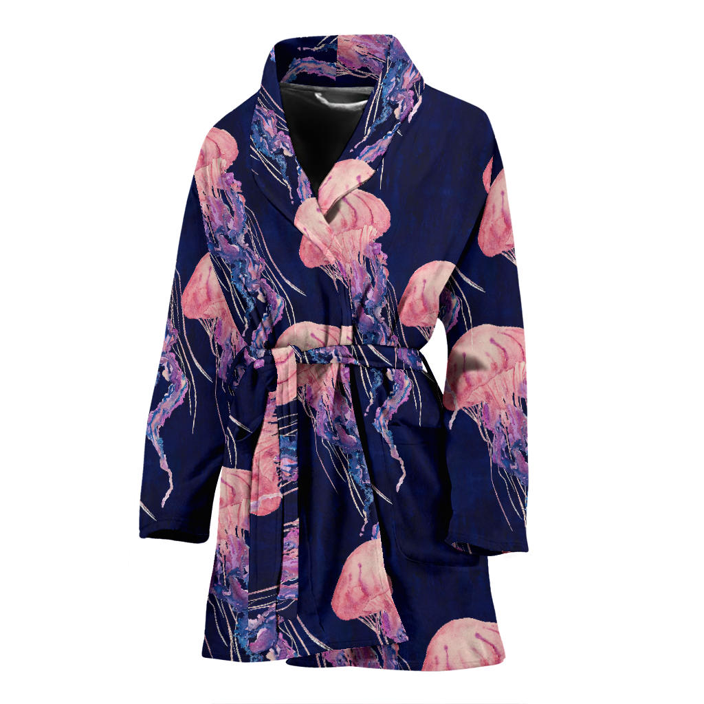 Jellyfish Pattern Print Design 03 Women Bathrobe