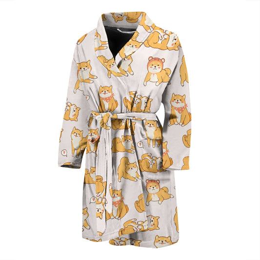 Shiba Inu Print Design LKS308 Men Bathrobe